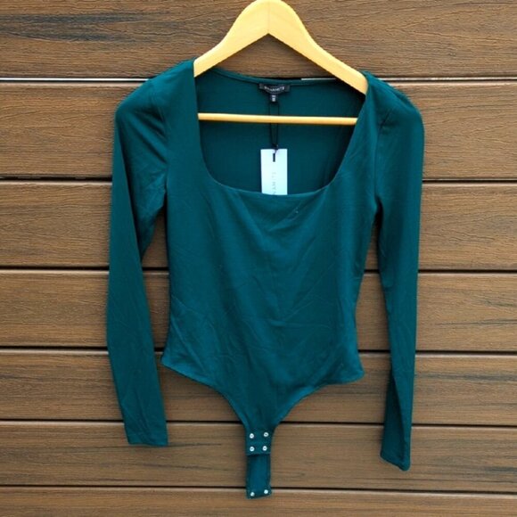 Women's Dynamite Teal Long Sleeve Bodysuit With Stretch - Size Small NWT - Picture 1 of 5